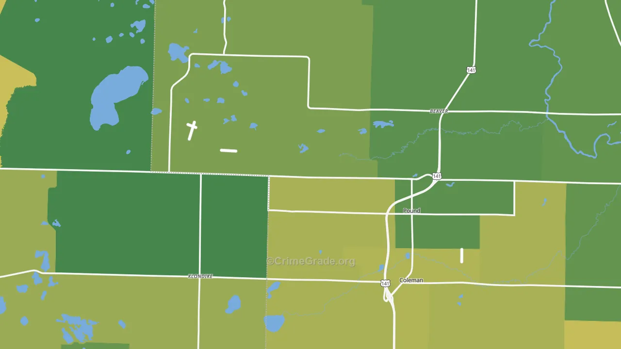 Pound, WI Map of Drug-Related Crime Rates