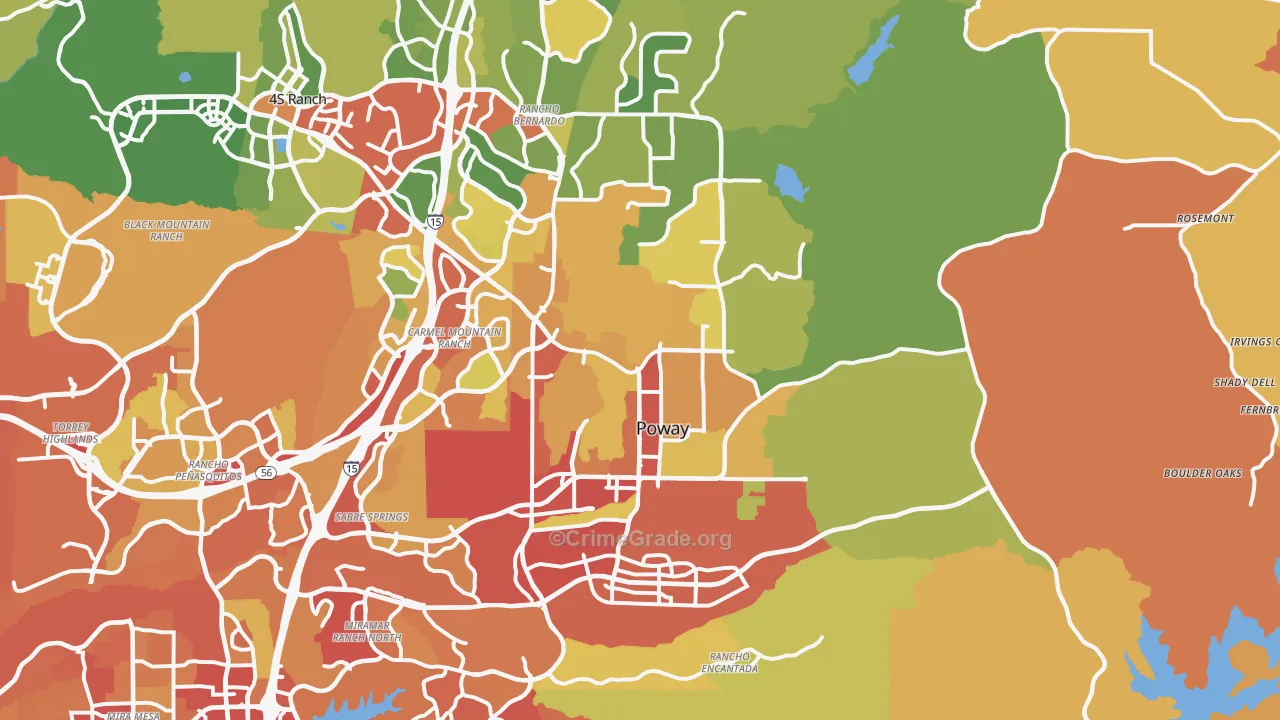 Poway, CA Map of Drug-Related Crime Rates