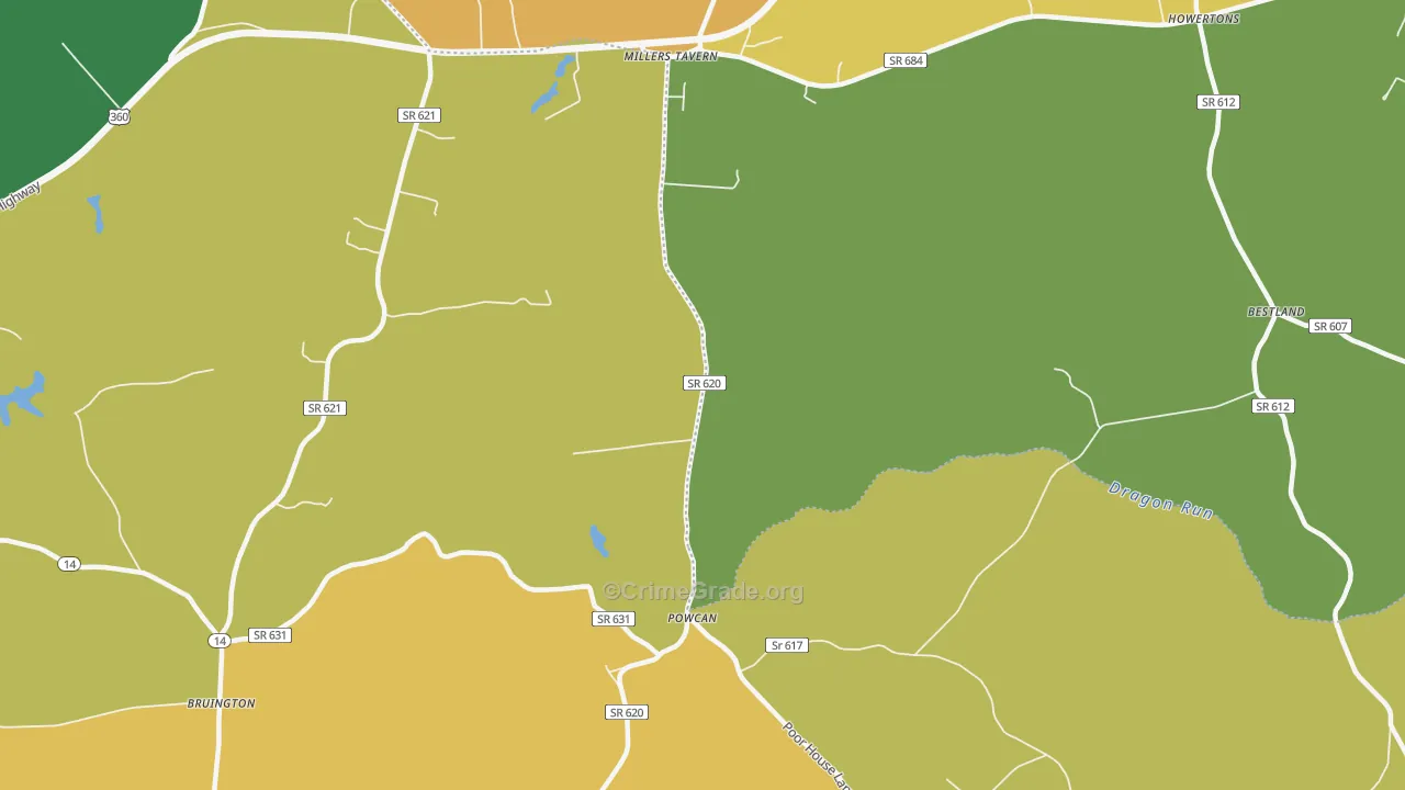 Powcan, VA Map of Drug-Related Crime Rates
