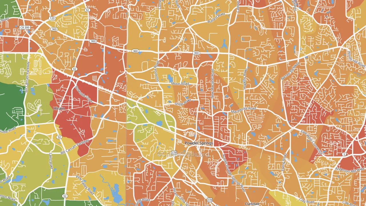 Powder Springs, GA Map of Drug-Related Crime Rates