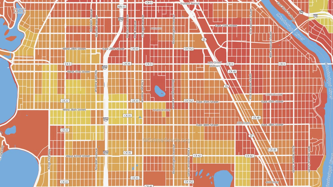 Powderhorn Park, Minneapolis, MN Map of Drug-Related Crime Rates
