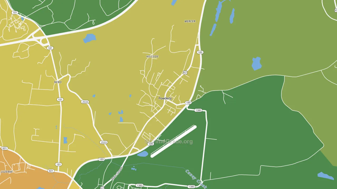 Powderly, KY Map of Drug-Related Crime Rates