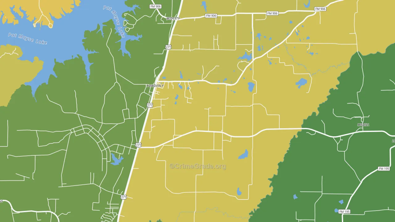 Powderly, TX Map of Drug-Related Crime Rates