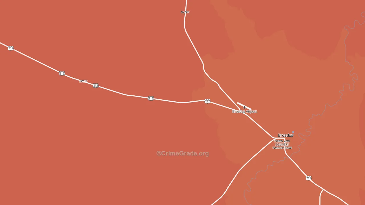 Powderville, MT Map of Drug-Related Crime Rates