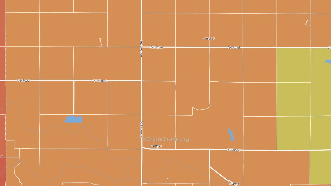 Powell, NE Map of Drug-Related Crime Rates