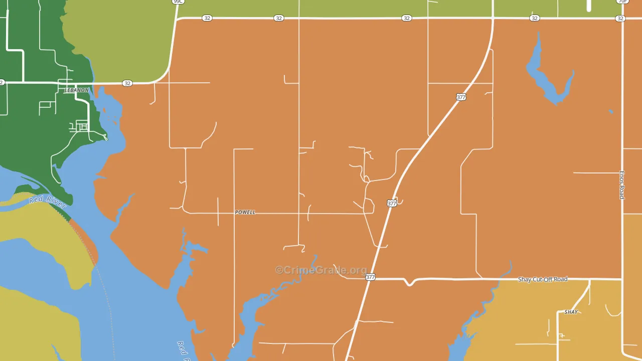 Powell, OK Map of Drug-Related Crime Rates