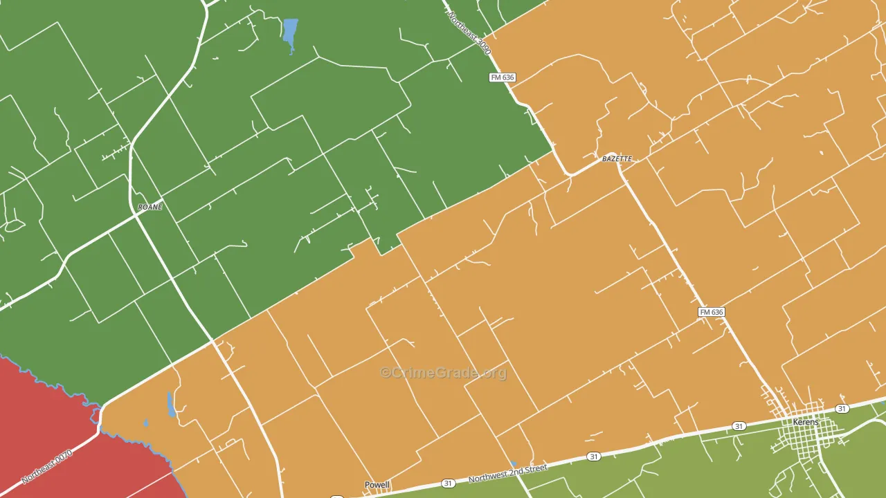 Powell, TX Map of Drug-Related Crime Rates