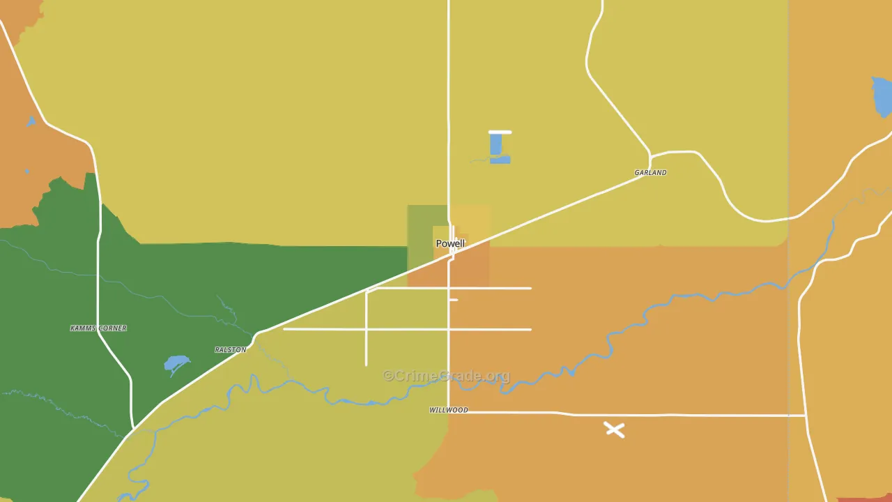 Powell, WY Map of Drug-Related Crime Rates