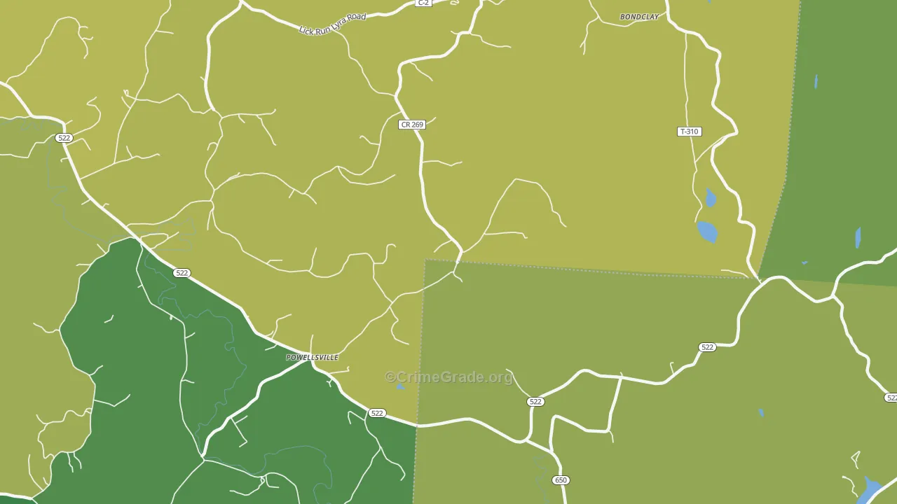 Powellsville, OH Map of Drug-Related Crime Rates