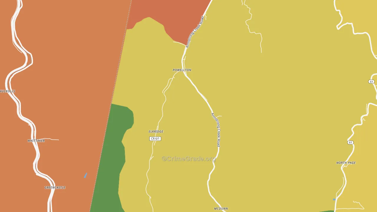 Powellton, WV Map of Drug-Related Crime Rates