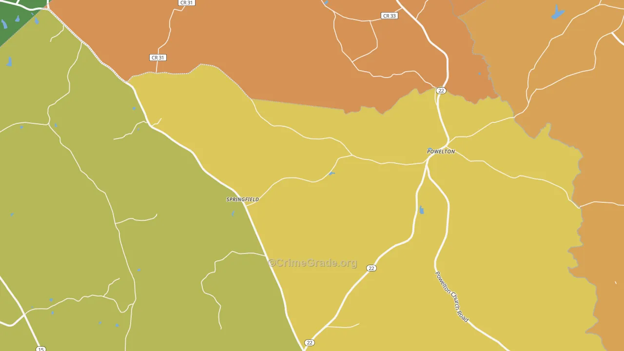 Powelton, GA Map of Drug-Related Crime Rates