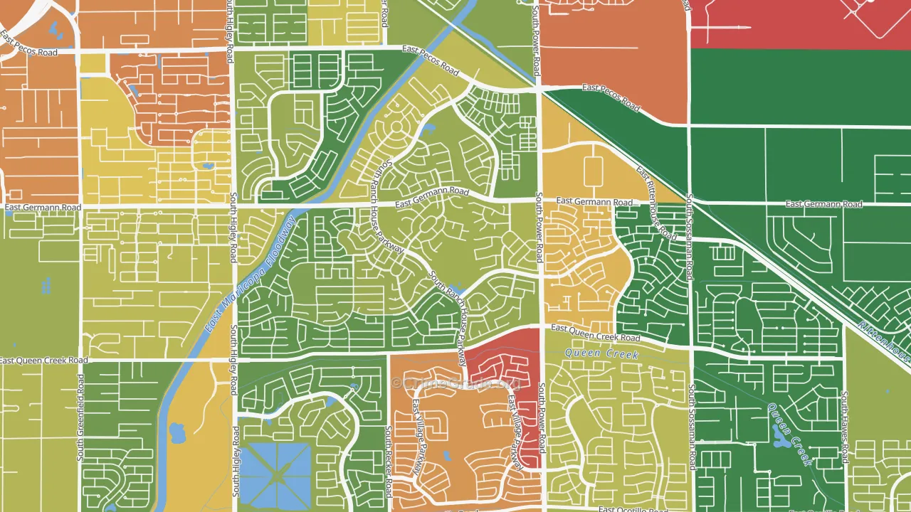 Power Ranch, Gilbert, AZ Map of Drug-Related Crime Rates