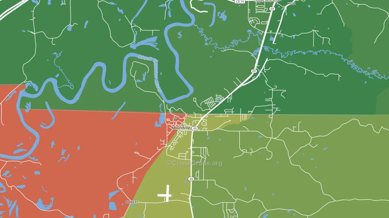 Powers, AL Map of Drug-Related Crime Rates