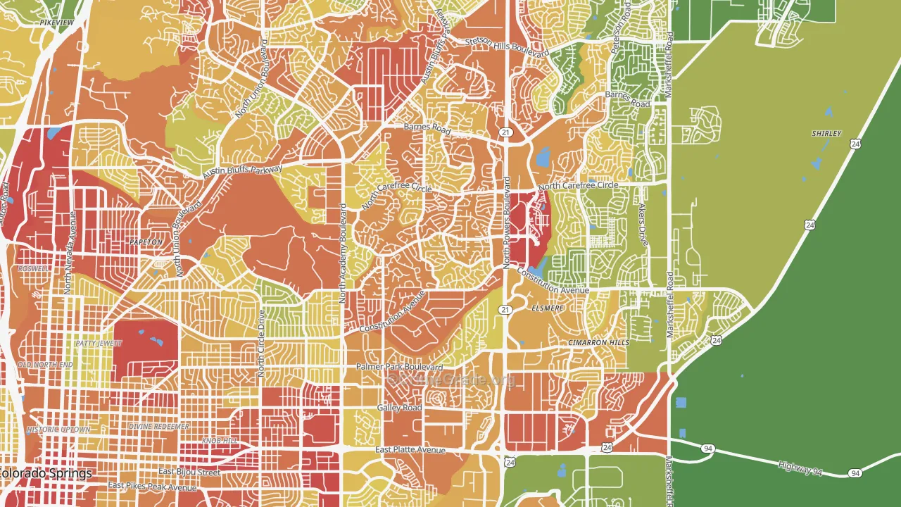 Powers, Colorado Springs, CO Map of Drug-Related Crime Rates