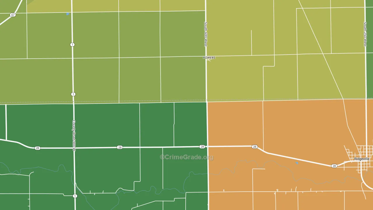 Powers, IN Map of Drug-Related Crime Rates