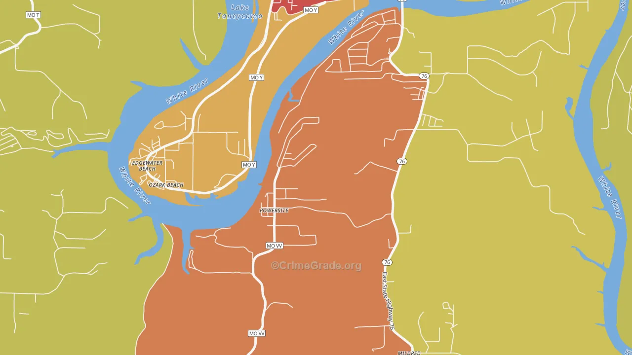 Powersite, MO Map of Drug-Related Crime Rates