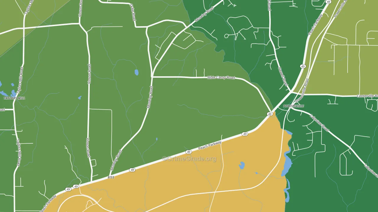 Powersville, GA Map of Drug-Related Crime Rates