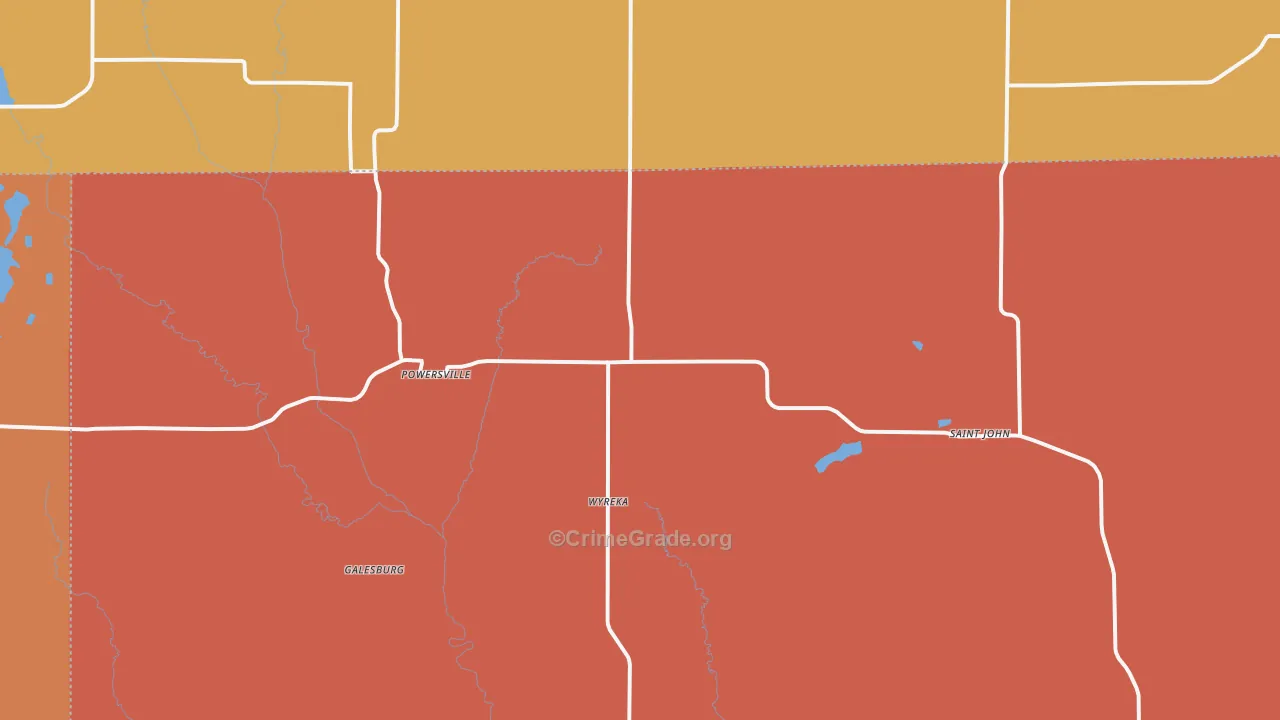 Powersville, MO Map of Drug-Related Crime Rates