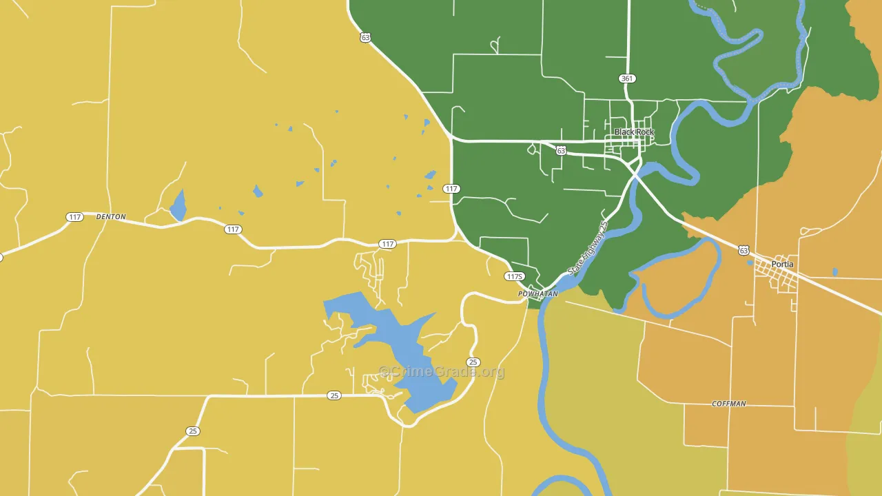 Powhatan, AR Map of Drug-Related Crime Rates