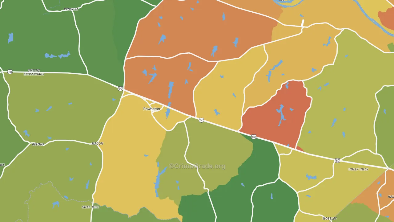 Powhatan, VA Map of Drug-Related Crime Rates