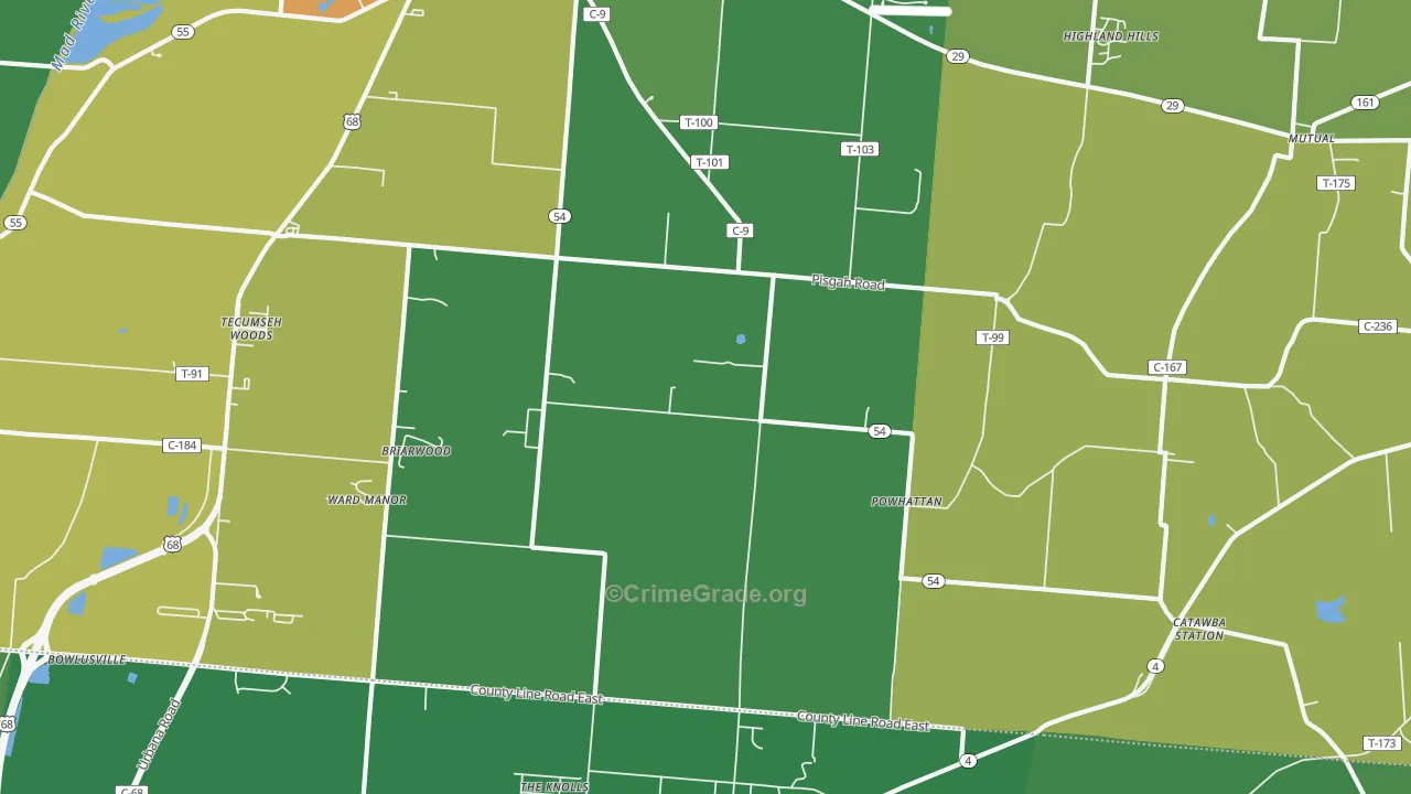Powhatton, OH Map of Drug-Related Crime Rates