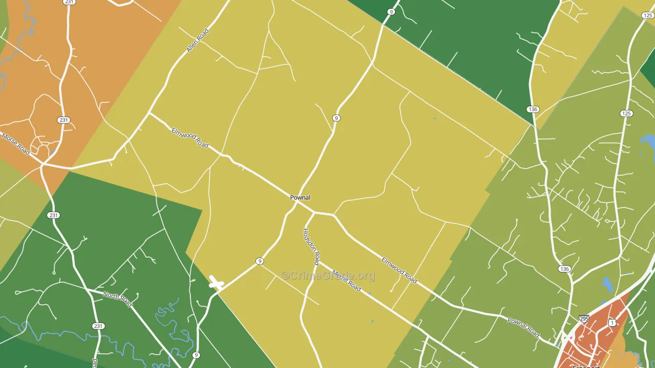 Pownal, ME Map of Drug-Related Crime Rates