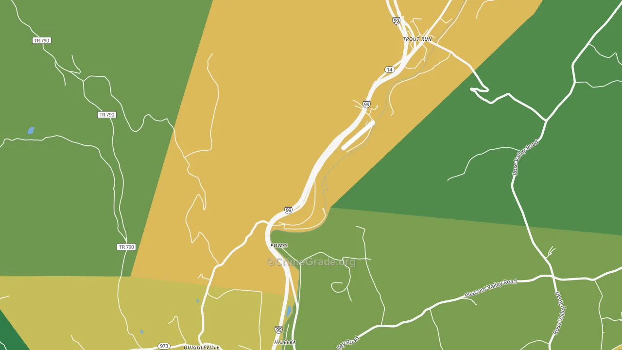 Powys, PA Map of Drug-Related Crime Rates
