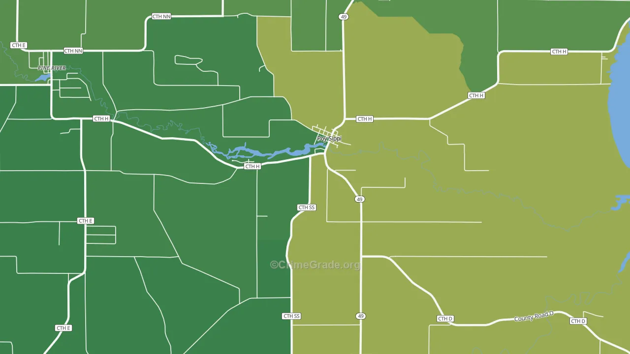 Poy Sippi, WI Map of Drug-Related Crime Rates
