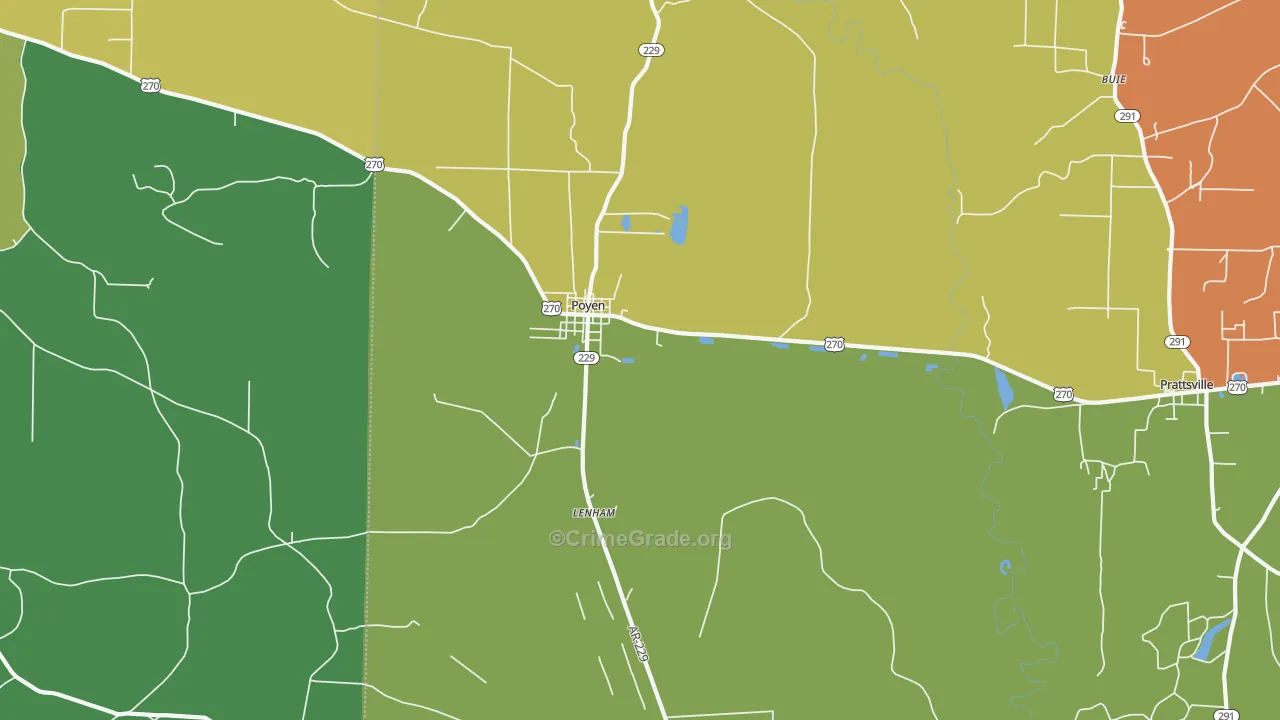 Poyen, AR Map of Drug-Related Crime Rates