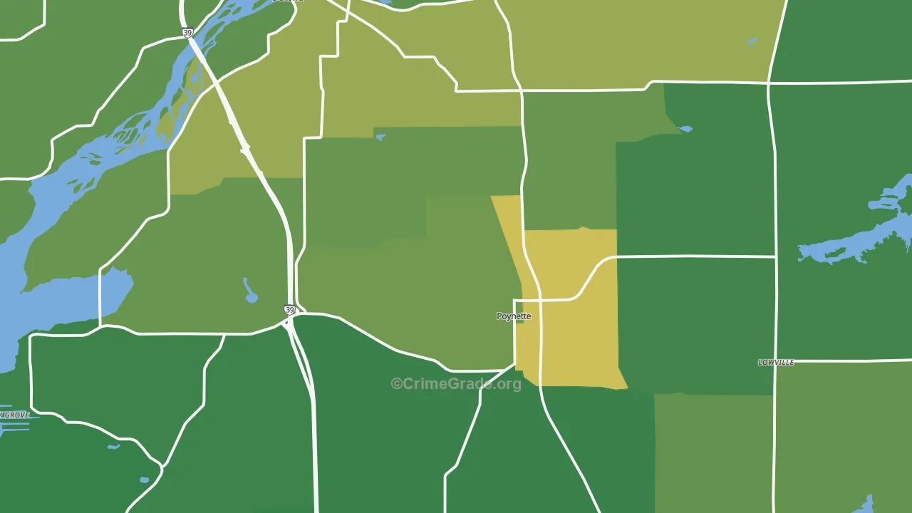 Poynette, WI Map of Drug-Related Crime Rates
