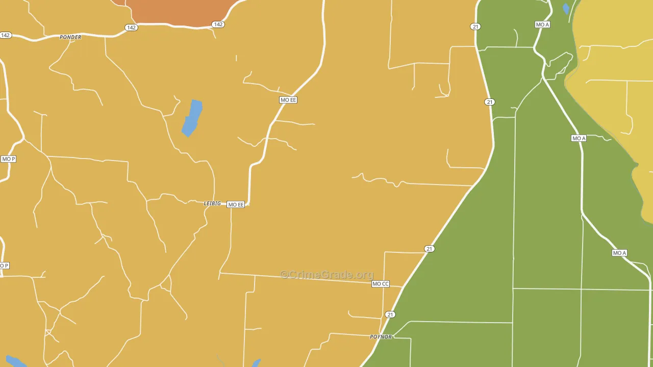 Poynor, MO Map of Drug-Related Crime Rates