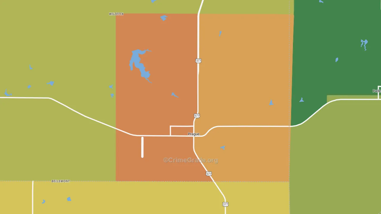 Prague, OK Map of Drug-Related Crime Rates