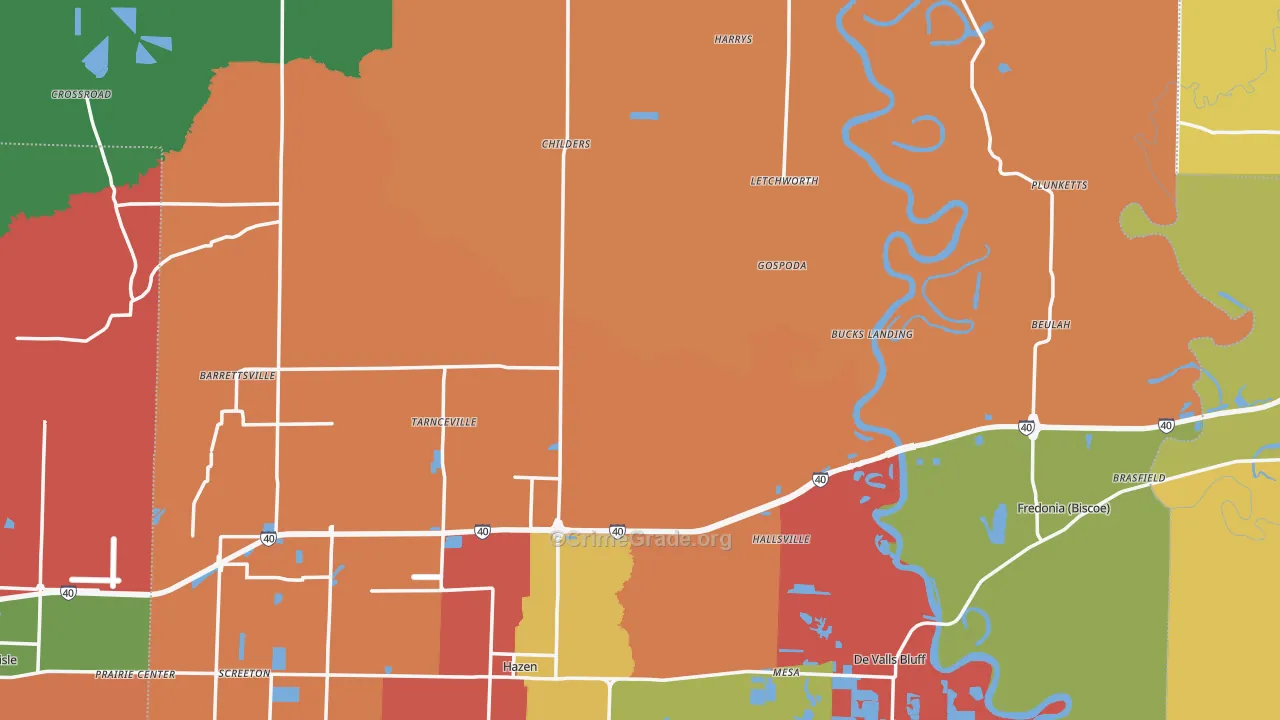 Prairie County, AR Map of Drug-Related Crime Rates