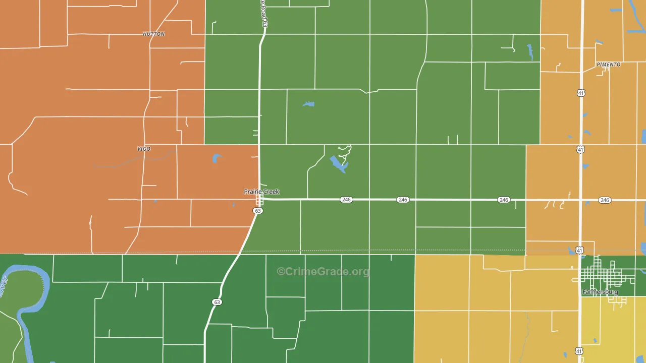 Prairie Creek, IN Map of Drug-Related Crime Rates