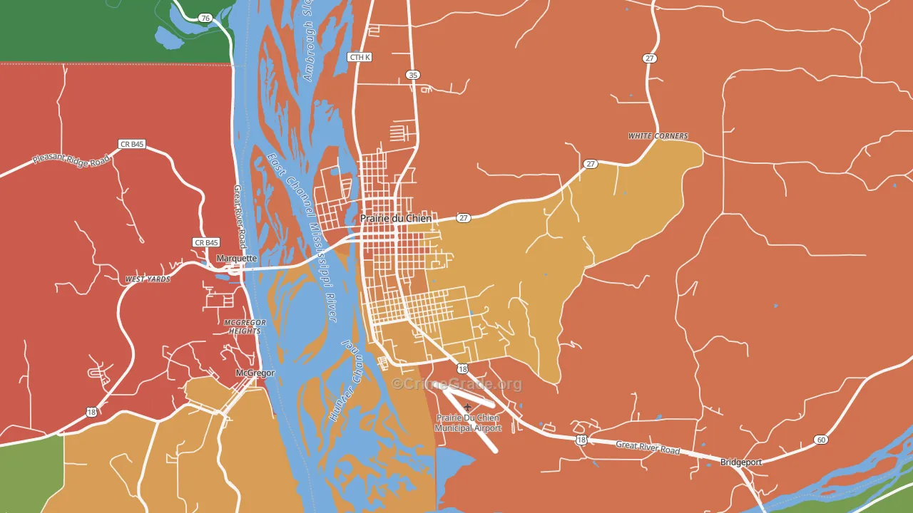 Prairie du Chien, WI Map of Drug-Related Crime Rates