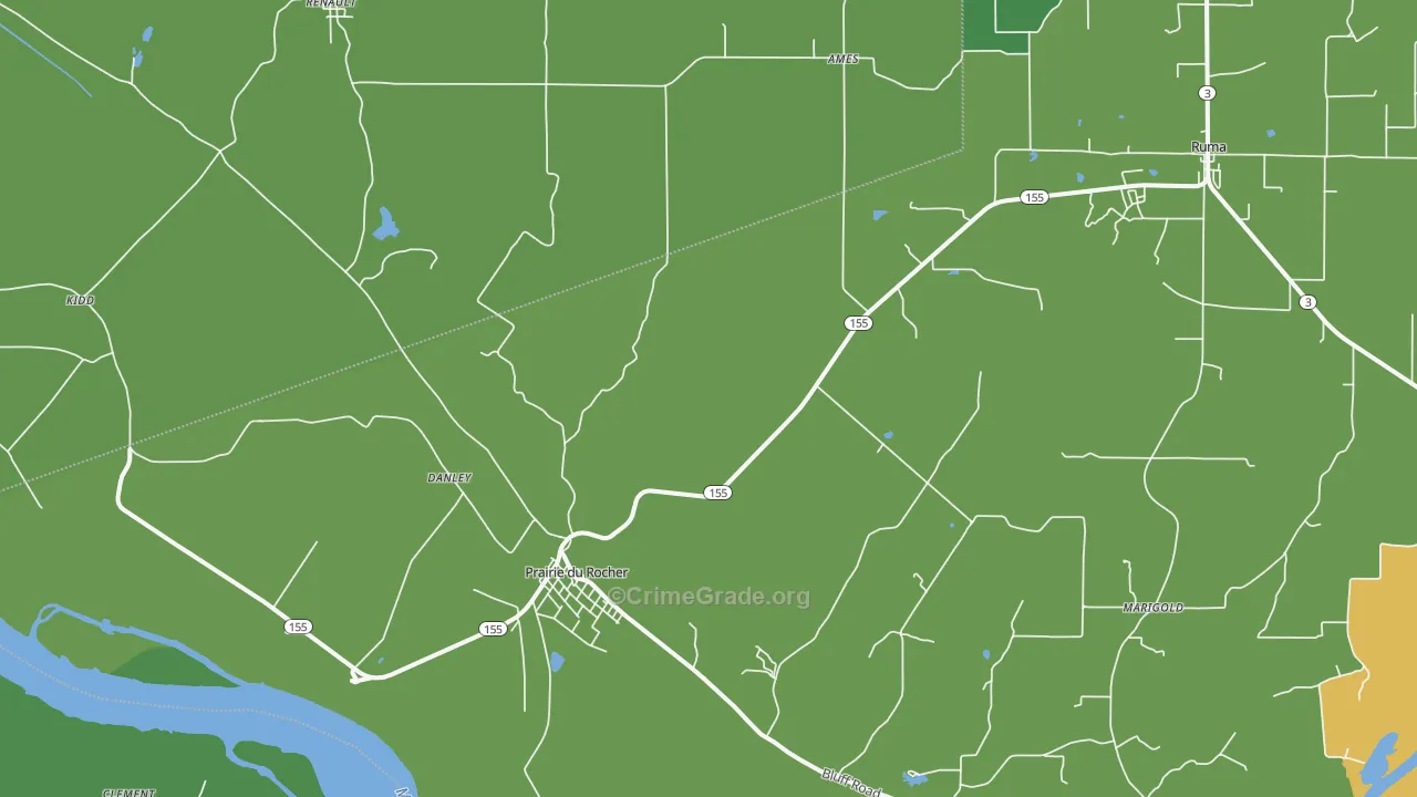 Prairie Du Rocher, IL Map of Drug-Related Crime Rates