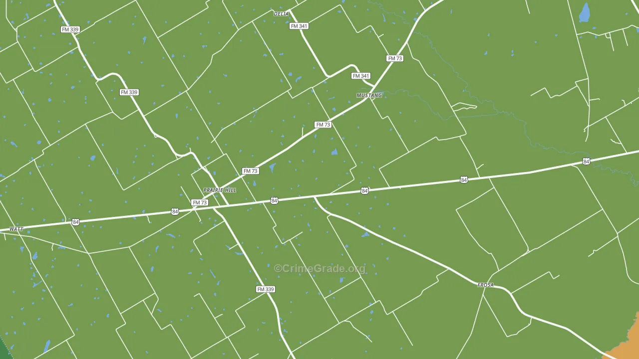 Prairie Hill, TX Map of Drug-Related Crime Rates