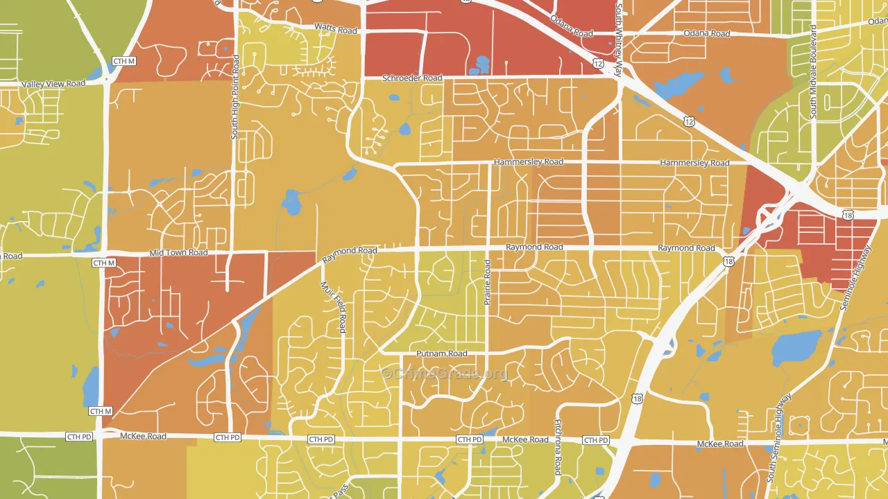 Prairie Hills, Madison, WI Map of Drug-Related Crime Rates