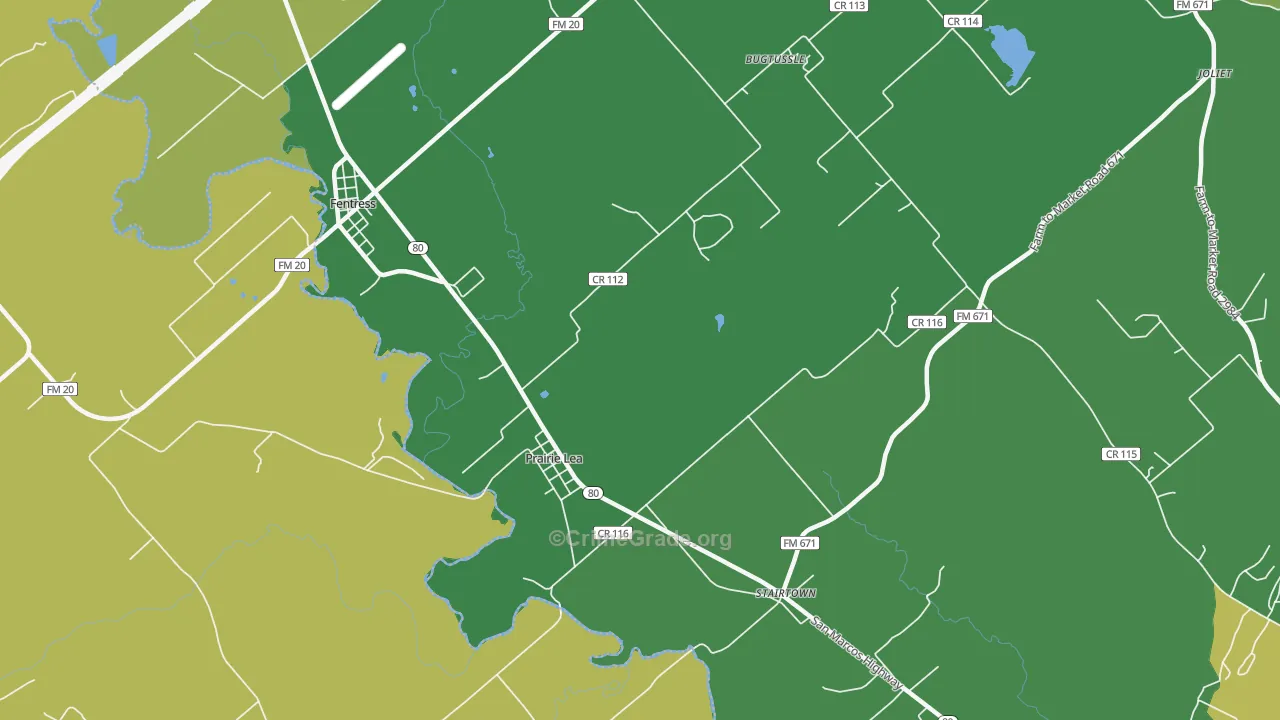 Prairie Lea, TX Map of Drug-Related Crime Rates