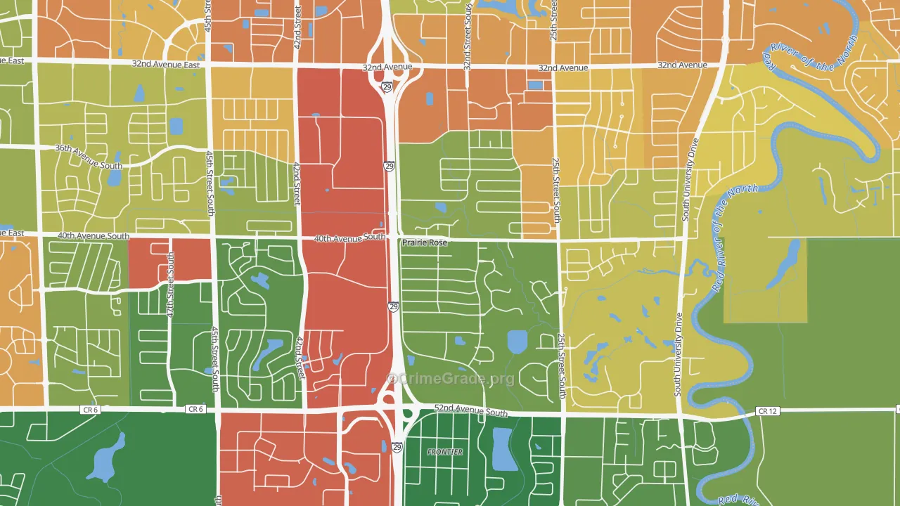 Prairie Rose, ND Map of Drug-Related Crime Rates