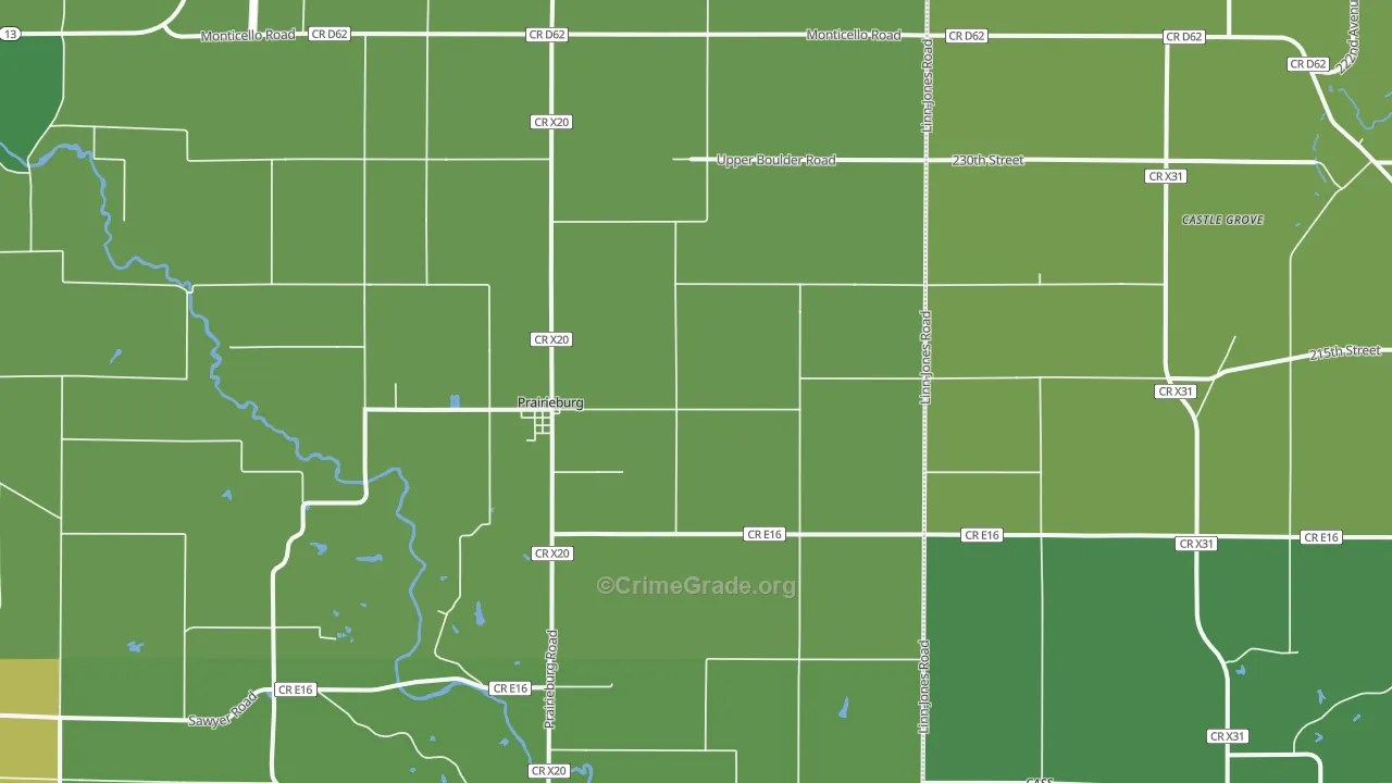 Prairieburg, IA Map of Drug-Related Crime Rates