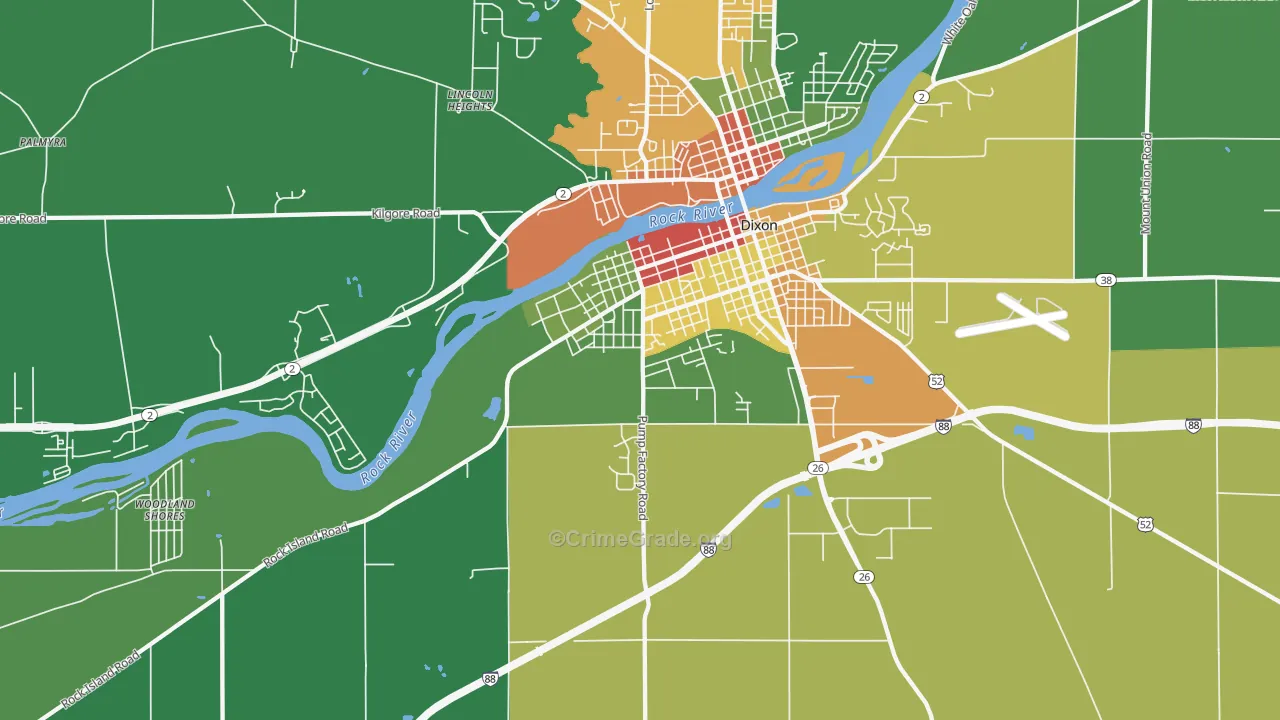 Prairieville, IL Map of Drug-Related Crime Rates