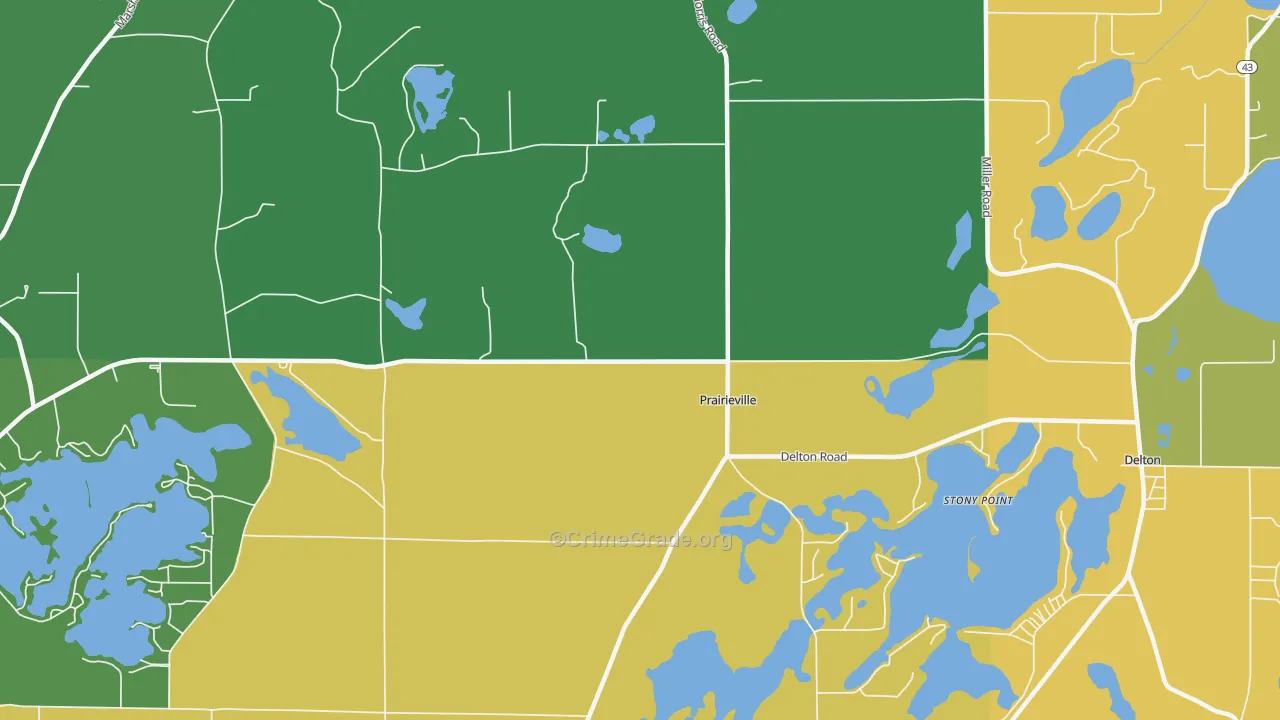 Prairieville, MI Map of Drug-Related Crime Rates