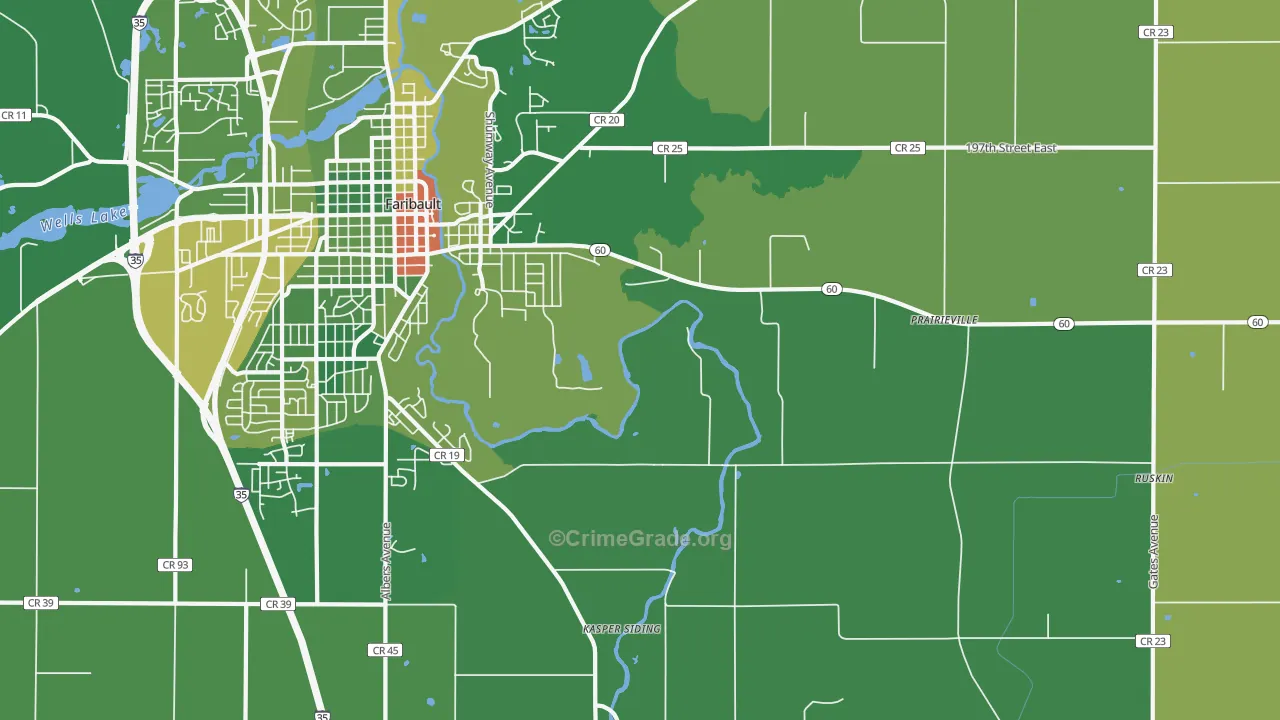 Prairieville, MN Map of Drug-Related Crime Rates