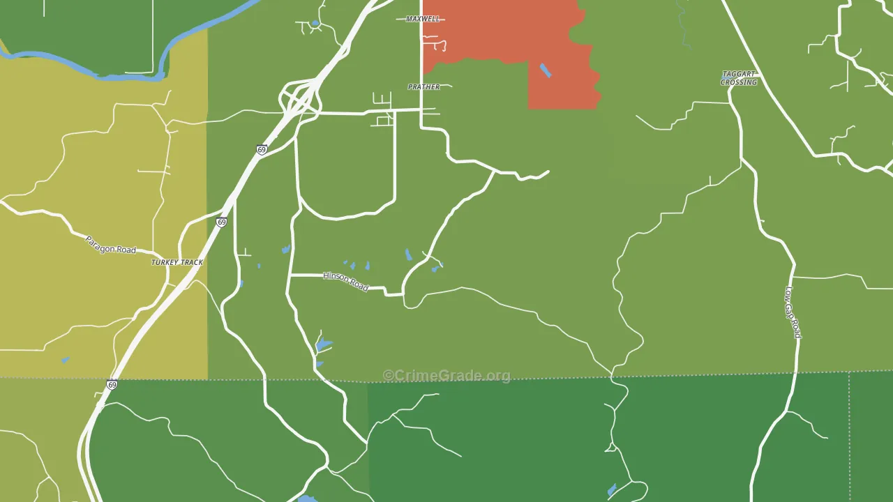 Prather, IN Map of Drug-Related Crime Rates