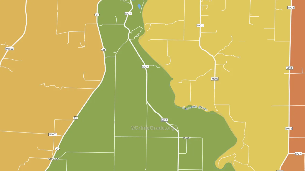 Pratt, MO Map of Drug-Related Crime Rates