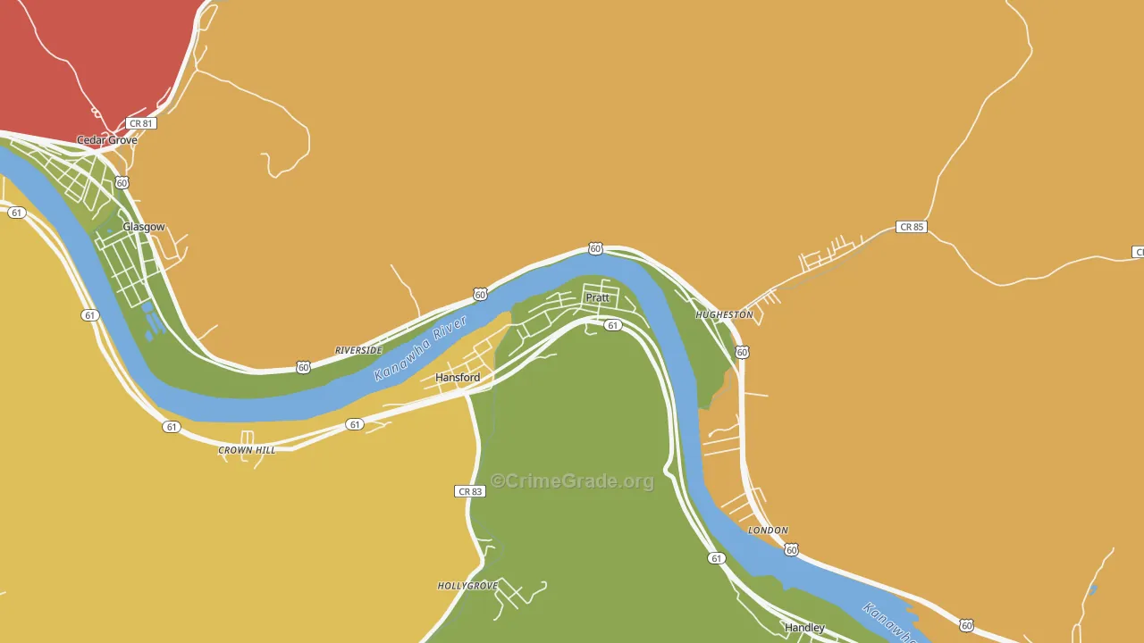 Pratt, WV Map of Drug-Related Crime Rates