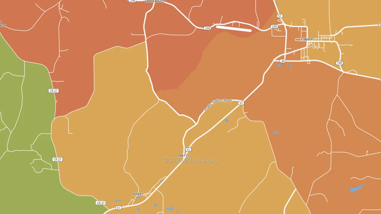 Pratts, AL Map of Drug-Related Crime Rates