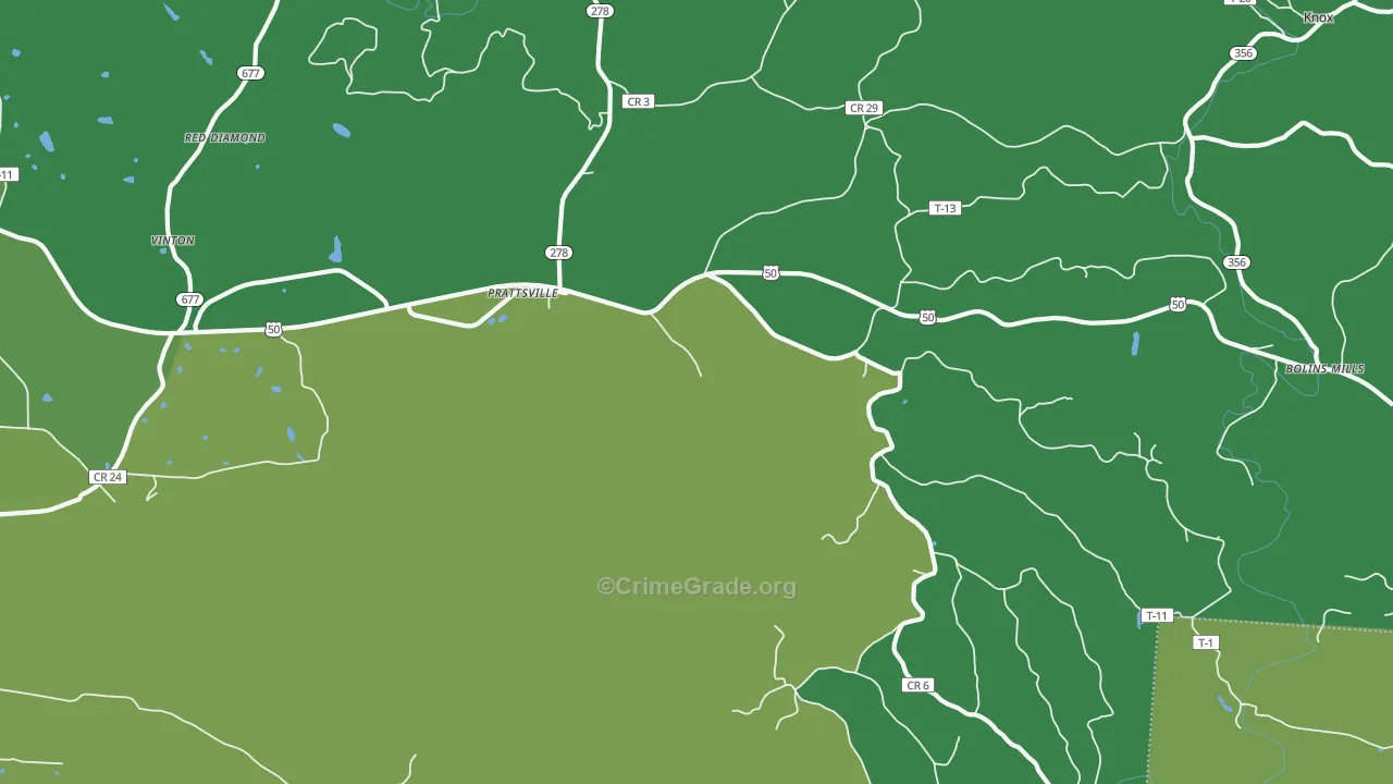 Prattsville, OH Map of Drug-Related Crime Rates