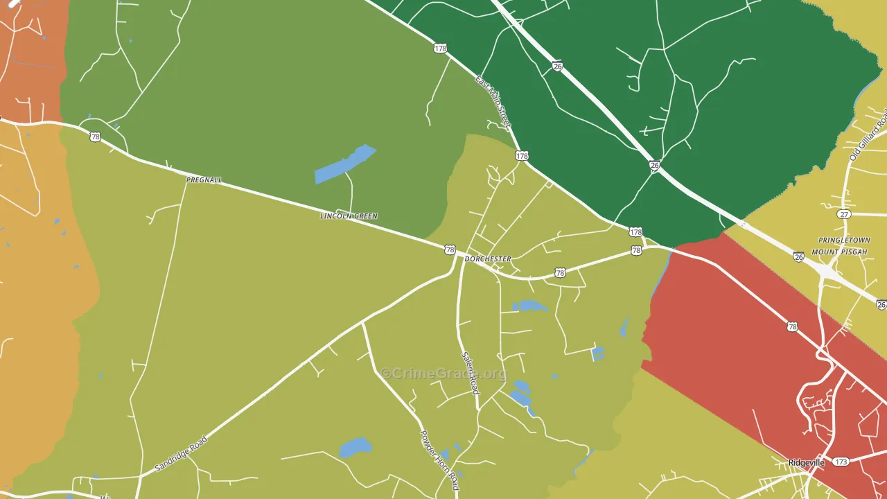 Pregnall, SC Map of Drug-Related Crime Rates